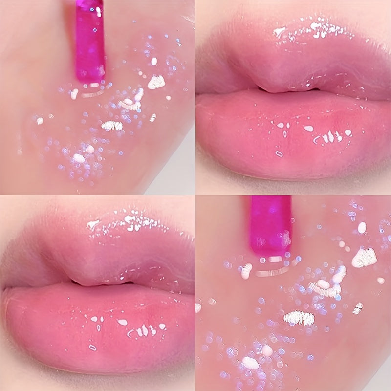 6-Color Watery Glossy Lip Gloss Moisturizing Transparent Glass Mirror Lip Oil Stacking Apply Natural Waterproof Sweatproof Not Take Off Makeup