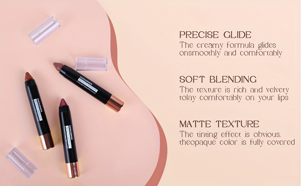 8-Color Moisturizing Lipstick Crayon - Long-lasting, Waterproof, Smooth, Fuller Effect - Professional Lip Makeup Valentine's Day Gifts
