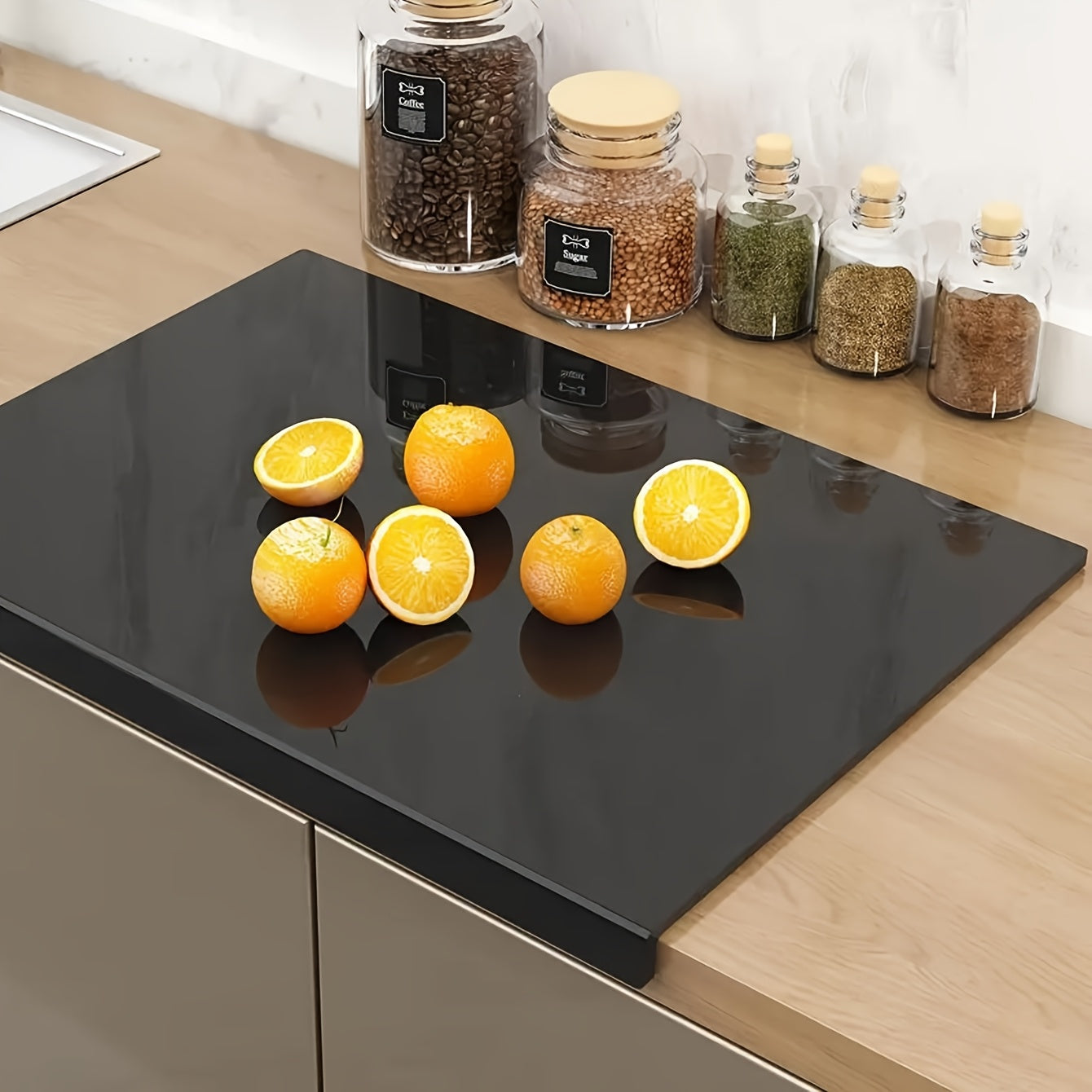 Large Black High-Tenacity PET Cutting Board with Protective Lip - Food-Safe Durable Countertop Protector for Kitchen Essentials, Scratch-Resistant Easy-Clean Design, Ideal for Holiday Gifts (Labor Day, Easter, Mother’s Day)