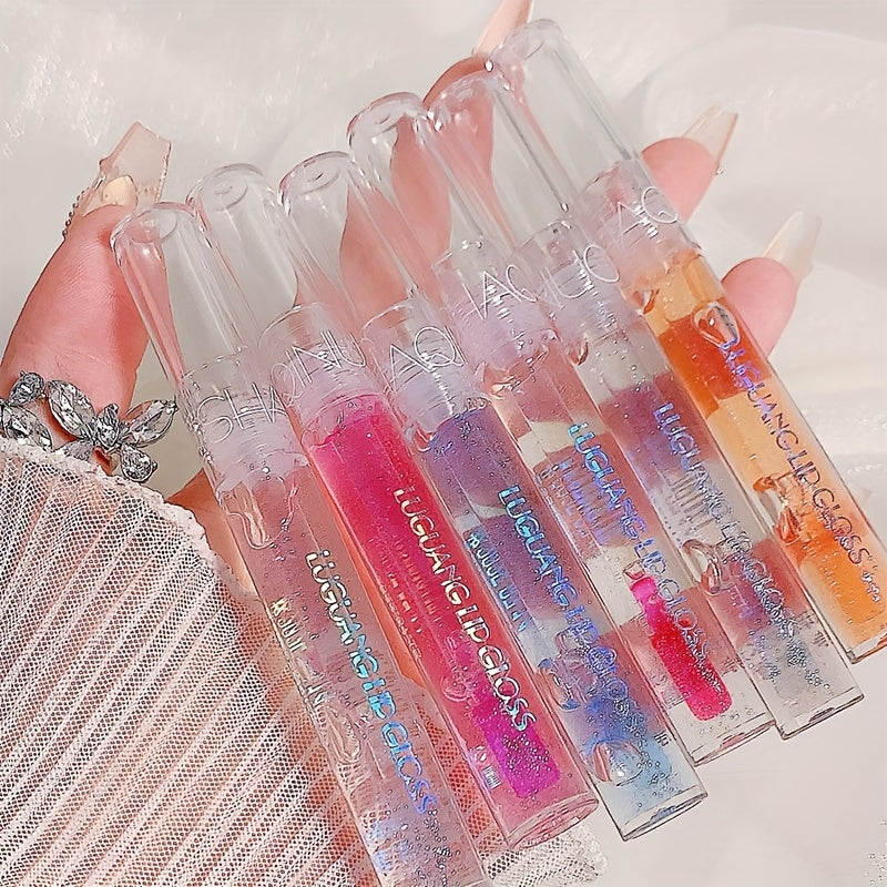 6-Color Watery Glossy Lip Gloss Moisturizing Transparent Glass Mirror Lip Oil Stacking Apply Natural Waterproof Sweatproof Not Take Off Makeup