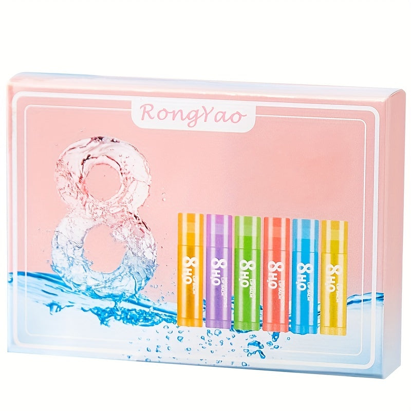 6 Packs Moisturizing Lip Balm Kit - Apple, Strawberry, Orange, Aloe, Grape, and Lemon Flavors, Long-Lasting Lip Care with Hydrating Formula