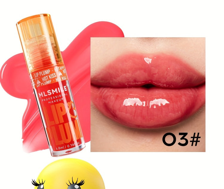 1pc Lip Plumper Gloss, 0.16 Fl Oz Each, 6 Colors, Moisturizing & Volumizing Lip Serum, Shiny Finish, Natural Lip Makeup Enhancer Kit