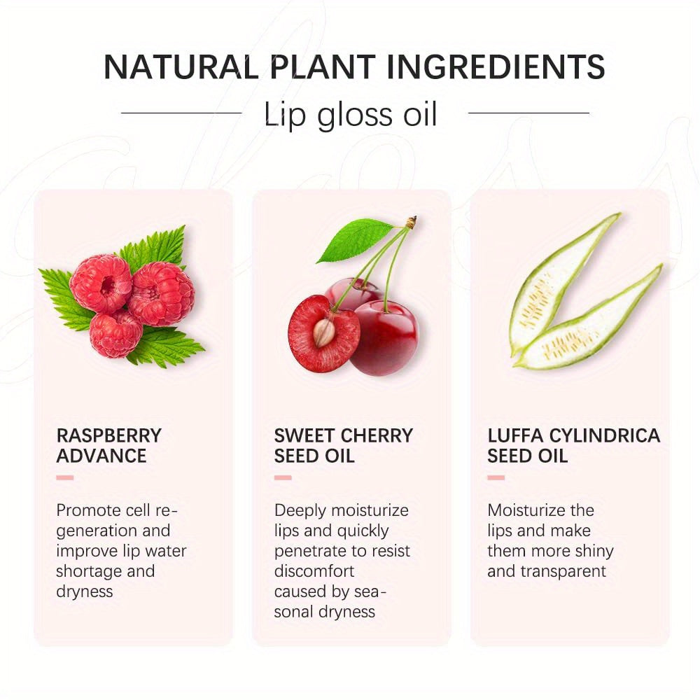 [Buy 1 Get 1 Free]2 PCS Lip Oil, Hydrating Lip Gloss Tinted Lip Balm, Transparent Lip Care With Shiny Big Brush Head, Long Lasting Nourishing Non Sticky Fresh Texture Valentine's Day Gifts
