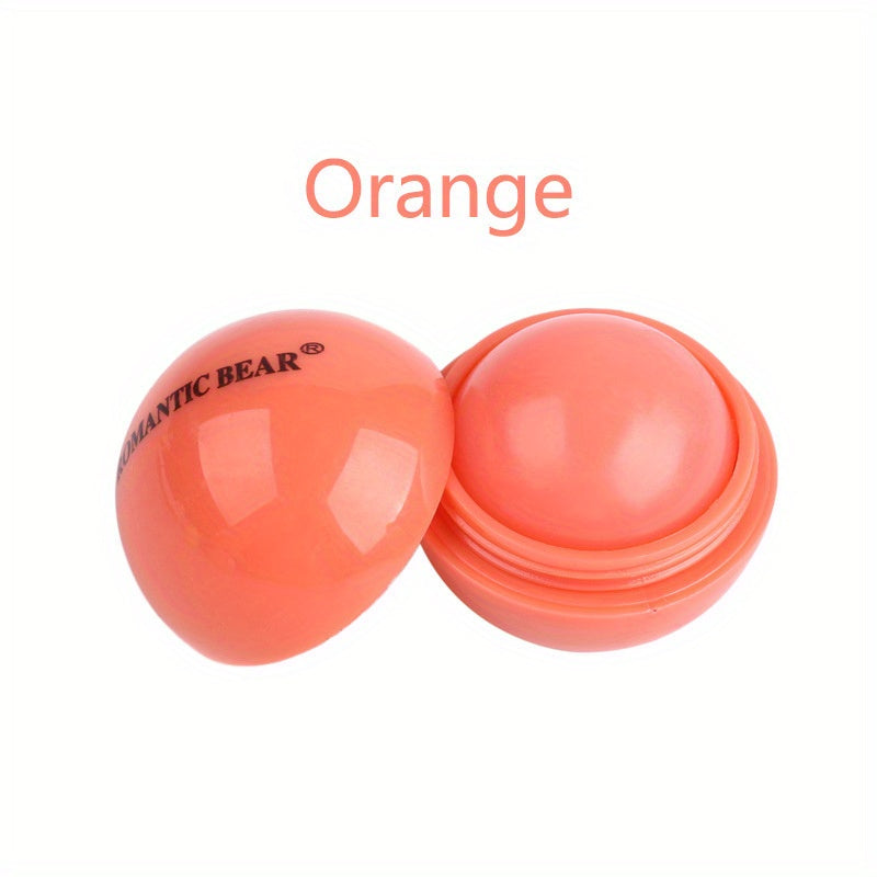 Spherical Lip Balm Ball - Glossy Tinted Lipstick-like Moisturizing Lip Gloss, Scent-Free Long-Lasting Hydration with Strawberry, Lemon, Grape, Blueberry & Orange Flavors (Pink, Green, Purple, Turquoise,) for Dry Lips