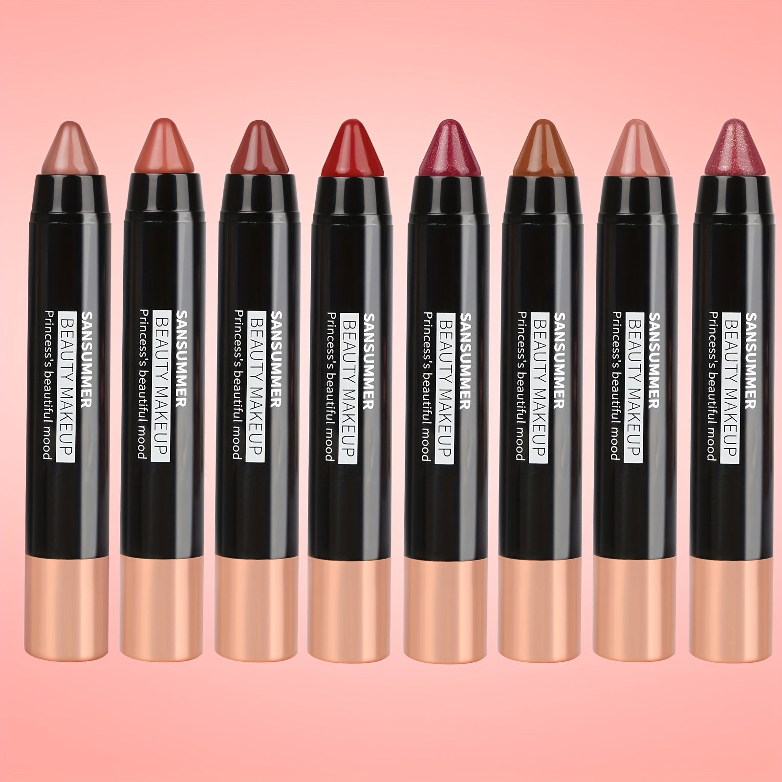 8-Color Moisturizing Lipstick Crayon - Long-lasting, Waterproof, Smooth, Fuller Effect - Professional Lip Makeup Valentine's Day Gifts