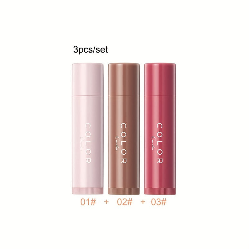 3 Color Moisturizing Lip Balm Tinted, Long-lasting Color Lifting Lightening Lip Line Soft Lipstick Valentine's Day Gifts