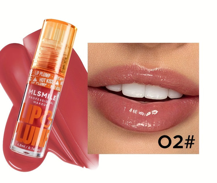 1pc Lip Plumper Gloss, 0.16 Fl Oz Each, 6 Colors, Moisturizing & Volumizing Lip Serum, Shiny Finish, Natural Lip Makeup Enhancer Kit