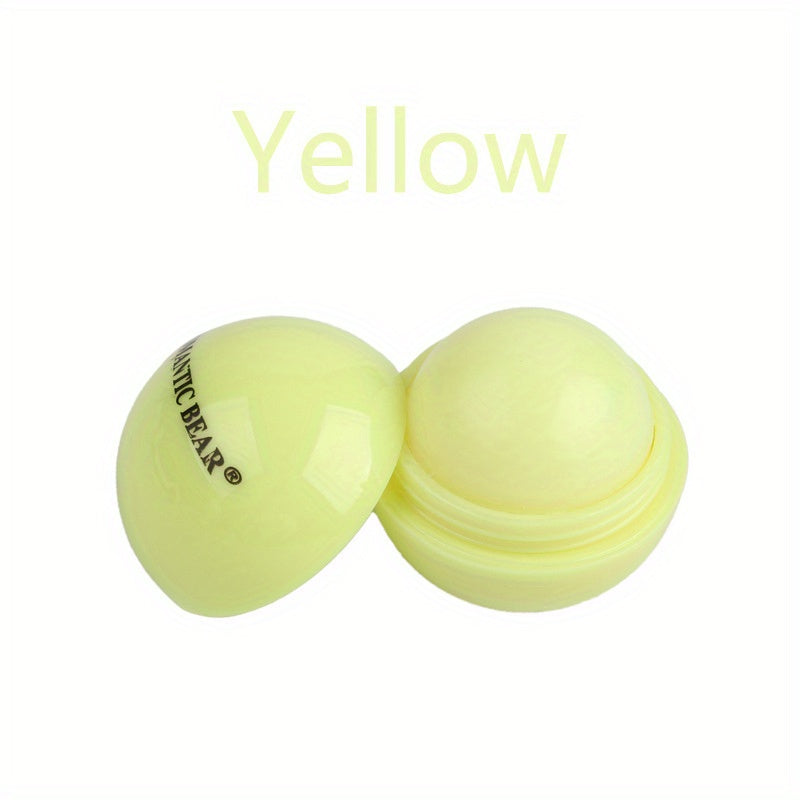 Spherical Lip Balm Ball - Glossy Tinted Lipstick-like Moisturizing Lip Gloss, Scent-Free Long-Lasting Hydration with Strawberry, Lemon, Grape, Blueberry & Orange Flavors (Pink, Green, Purple, Turquoise,) for Dry Lips