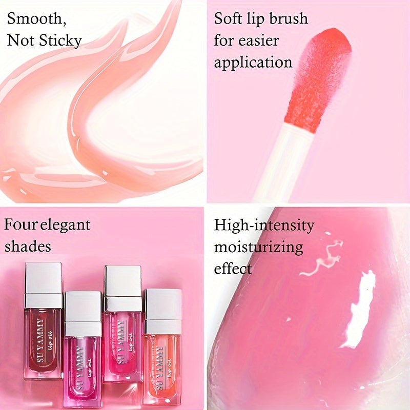 [Buy 1 Get 1 Free]2 PCS Lip Oil, Hydrating Lip Gloss Tinted Lip Balm, Transparent Lip Care With Shiny Big Brush Head, Long Lasting Nourishing Non Sticky Fresh Texture Valentine's Day Gifts