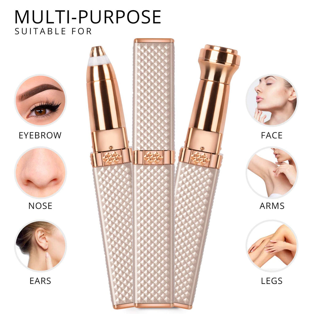 1pc FAMORIAL 2-in-1 Rechargeable 2-in-1 Eyebrow Trimmer & Facial Hair Shaver with Built-in LED Light - Painless Women' Razor for Face, Bikini, Upper Lip, Chin, Arms & Body Hair Removal - Portable Epilation Device Suitable for