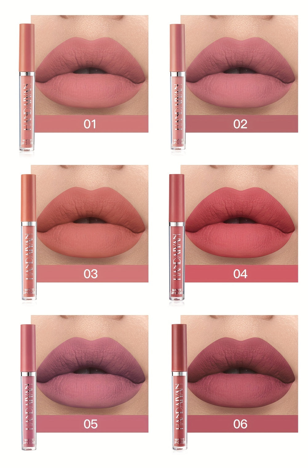 6pcs Matte Liquid Lipstick Makeup Set, Matte Liquid Long-Lasting Wear Non-Stick Cup Not Fade Waterproof Lip Gloss