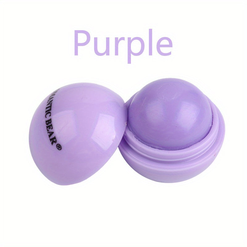 Spherical Lip Balm Ball - Glossy Tinted Lipstick-like Moisturizing Lip Gloss, Scent-Free Long-Lasting Hydration with Strawberry, Lemon, Grape, Blueberry & Orange Flavors (Pink, Green, Purple, Turquoise,) for Dry Lips