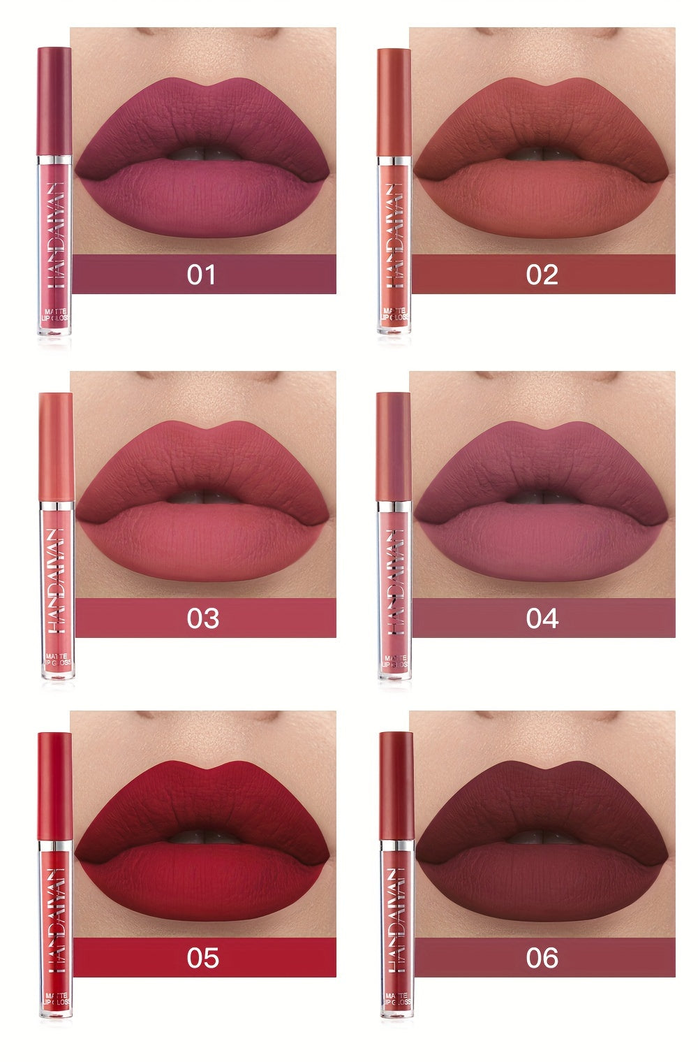 6pcs Matte Liquid Lipstick Makeup Set, Matte Liquid Long-Lasting Wear Non-Stick Cup Not Fade Waterproof Lip Gloss