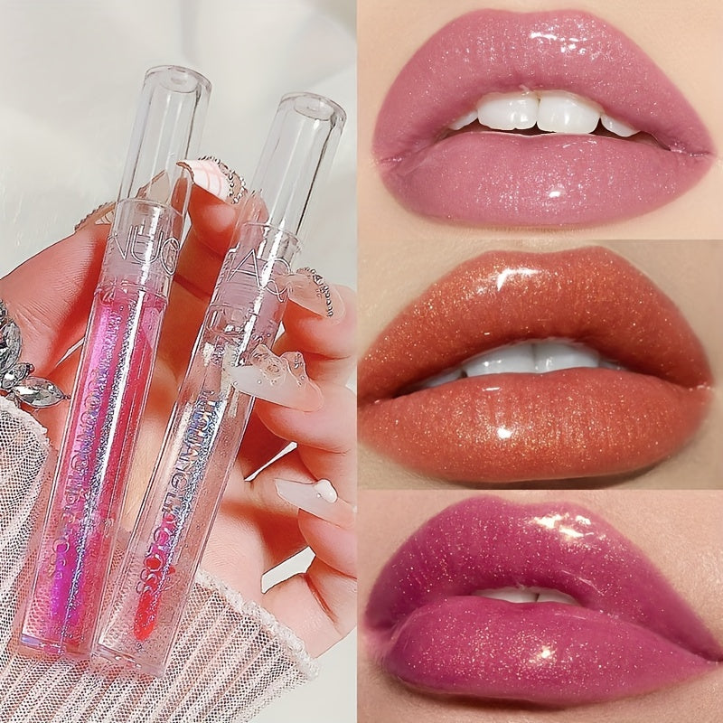 6-Color Watery Glossy Lip Gloss Moisturizing Transparent Glass Mirror Lip Oil Stacking Apply Natural Waterproof Sweatproof Not Take Off Makeup