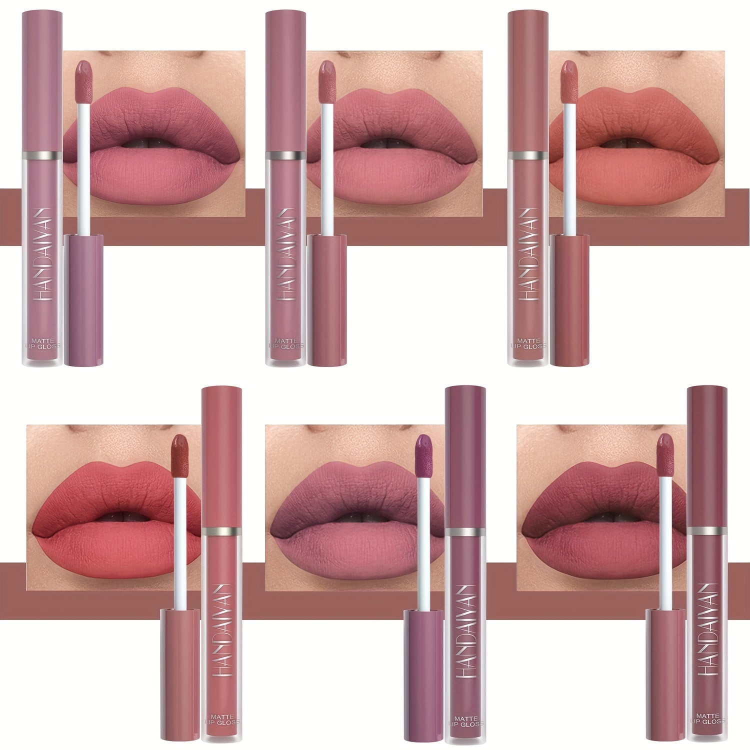 6pcs Matte Liquid Lipstick Makeup Set, Matte Liquid Long-Lasting Wear Non-Stick Cup Not Fade Waterproof Lip Gloss