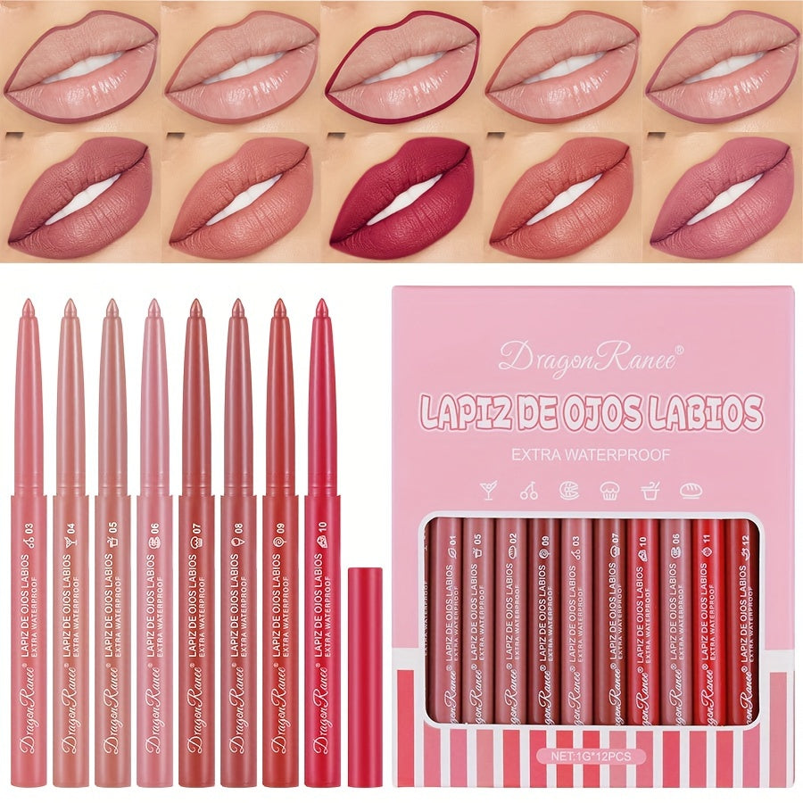 Long-Lasting Matte Velvet Lip Pencil - Waterproof Lip Liner Pencil for Women - Automatic Twist-Up Lip Contour in Rosewood Soft Pink Shade