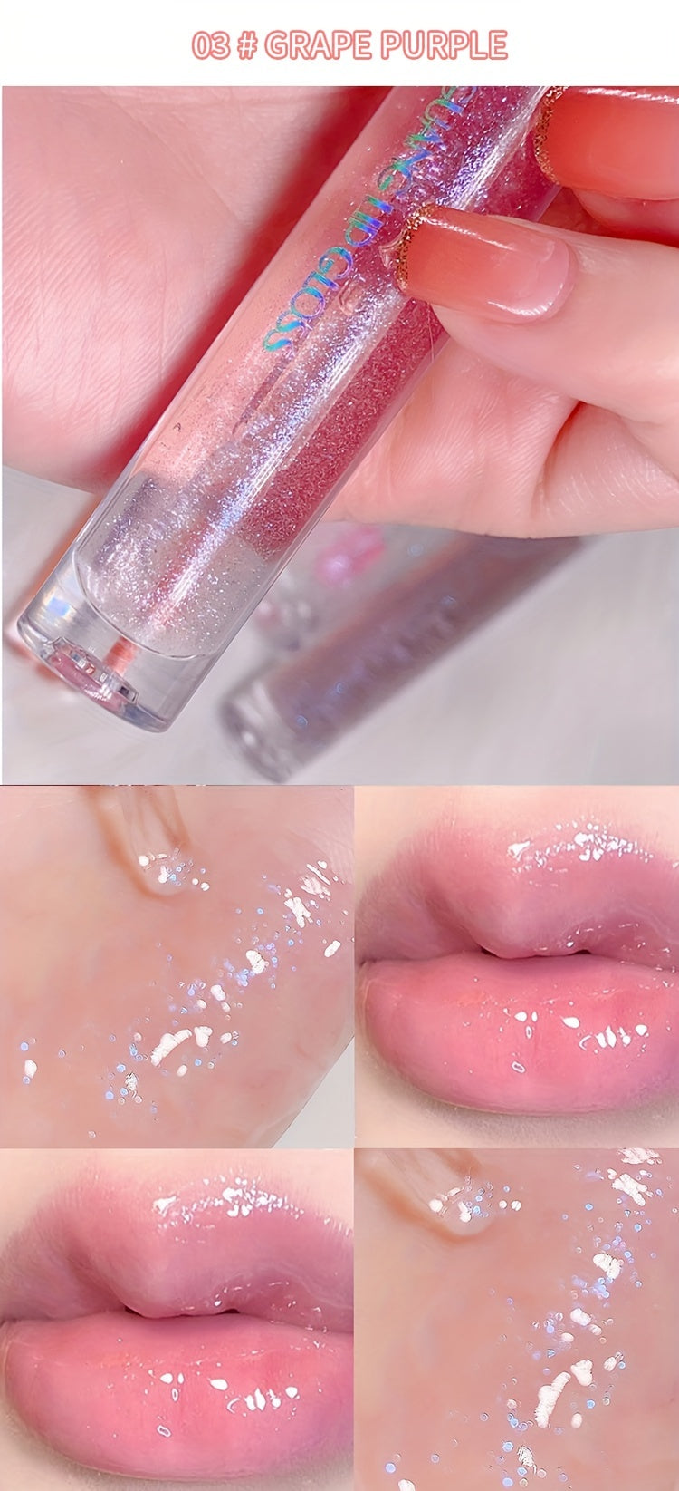 6-Color Watery Glossy Lip Gloss Moisturizing Transparent Glass Mirror Lip Oil Stacking Apply Natural Waterproof Sweatproof Not Take Off Makeup