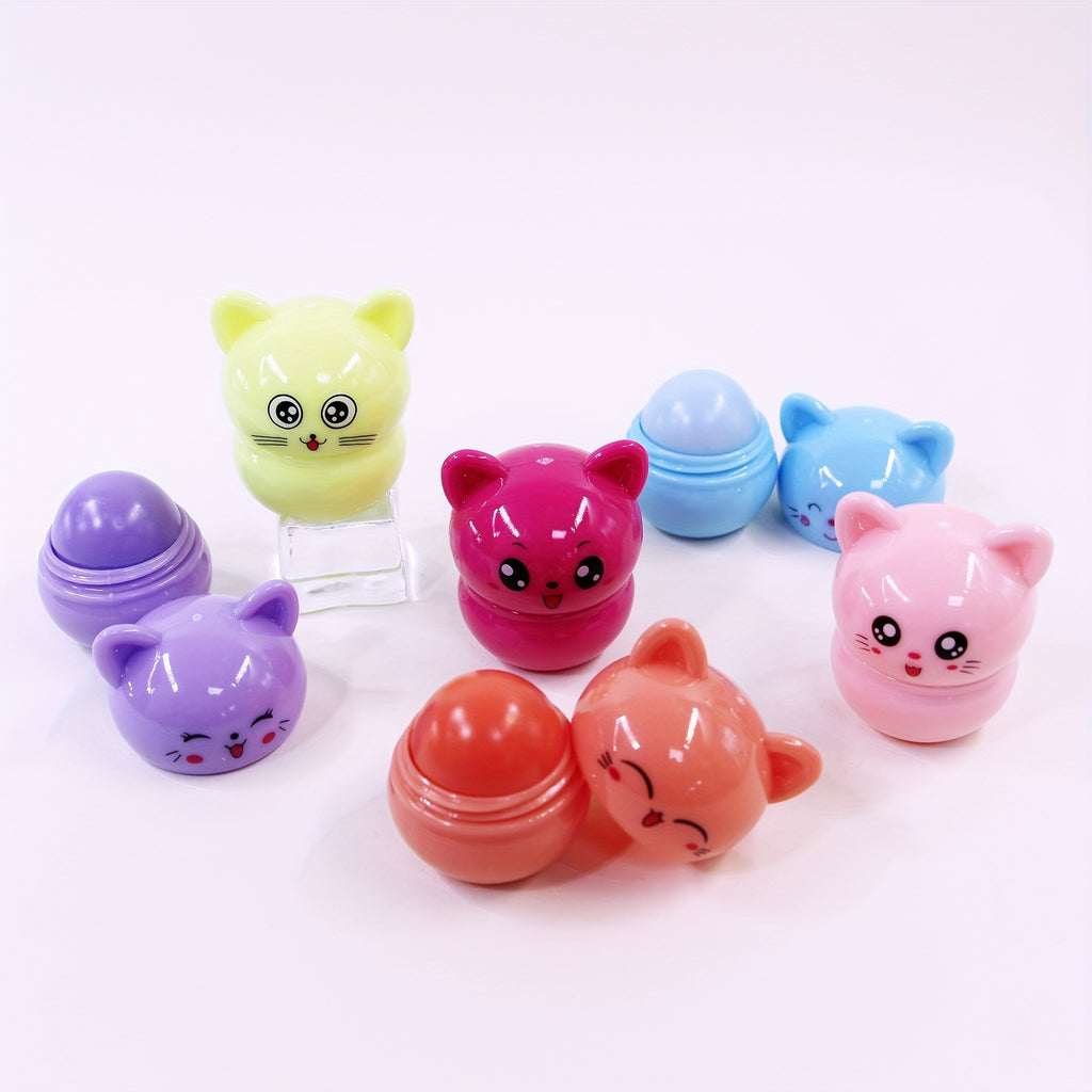 Glossy Multicolor Lip Balm for Soft, Hydrated Lips - All-Skin Friendly with Kitty Charm Packaging, Ideal Valentine’s Gift