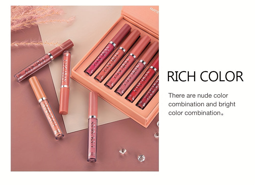 6pcs Matte Liquid Lipstick Makeup Set, Matte Liquid Long-Lasting Wear Non-Stick Cup Not Fade Waterproof Lip Gloss