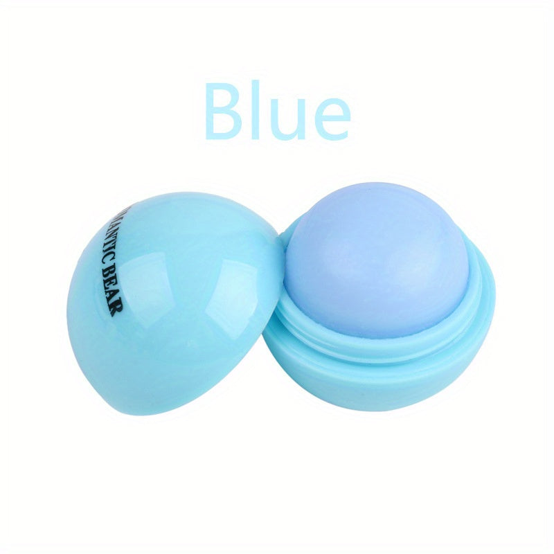 Spherical Lip Balm Ball - Glossy Tinted Lipstick-like Moisturizing Lip Gloss, Scent-Free Long-Lasting Hydration with Strawberry, Lemon, Grape, Blueberry & Orange Flavors (Pink, Green, Purple, Turquoise,) for Dry Lips