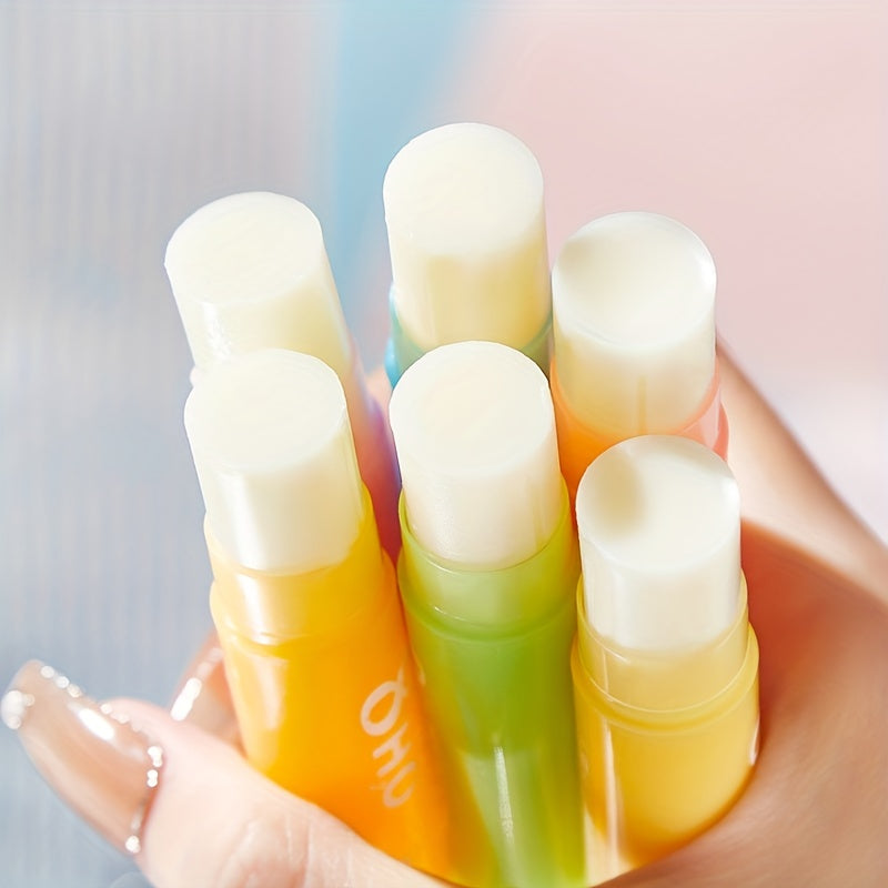 6 Packs Moisturizing Lip Balm Kit - Apple, Strawberry, Orange, Aloe, Grape, and Lemon Flavors, Long-Lasting Lip Care with Hydrating Formula