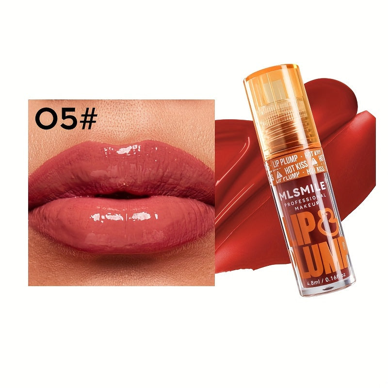 1pc Lip Plumper Gloss, 0.16 Fl Oz Each, 6 Colors, Moisturizing & Volumizing Lip Serum, Shiny Finish, Natural Lip Makeup Enhancer Kit