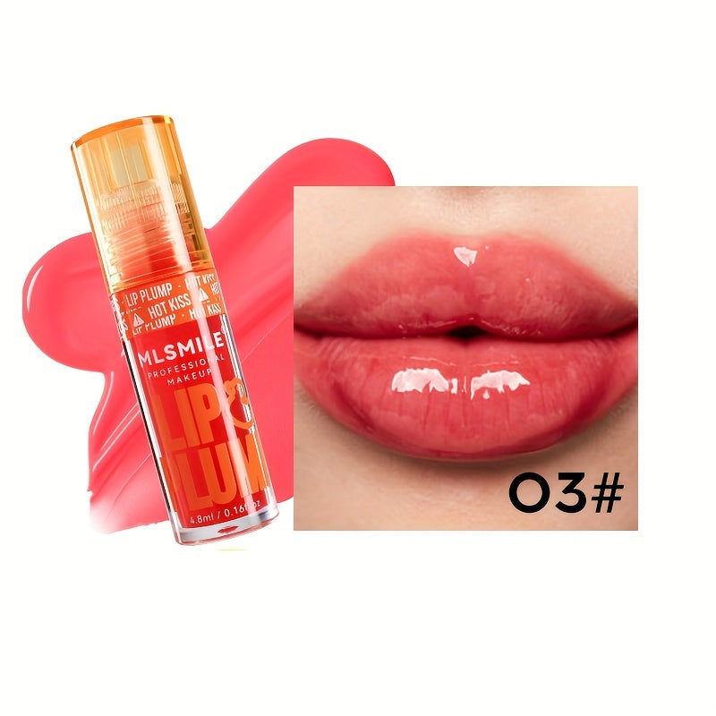 1pc Lip Plumper Gloss, 0.16 Fl Oz Each, 6 Colors, Moisturizing & Volumizing Lip Serum, Shiny Finish, Natural Lip Makeup Enhancer Kit