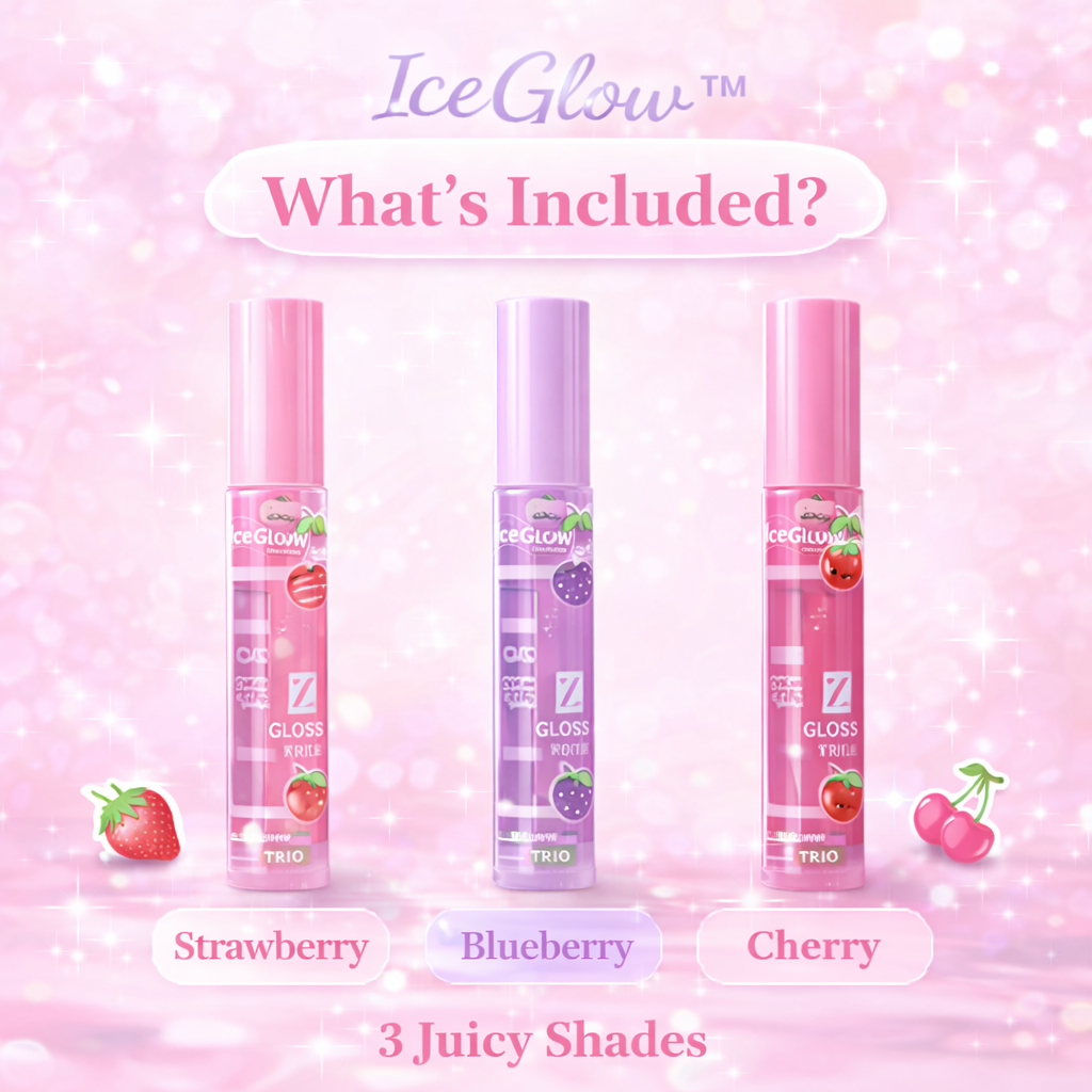 IceGlow™ Lip Gloss Trio – Hydrating & Long-Lasting Shine