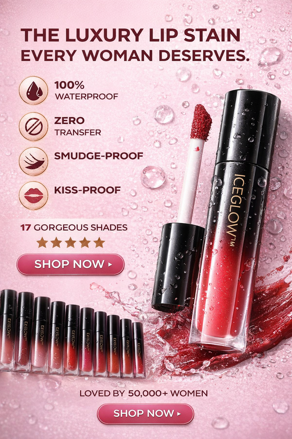 IceGlow™ Velvet Lock Lip Stain – 12H Waterproof Matte Finish